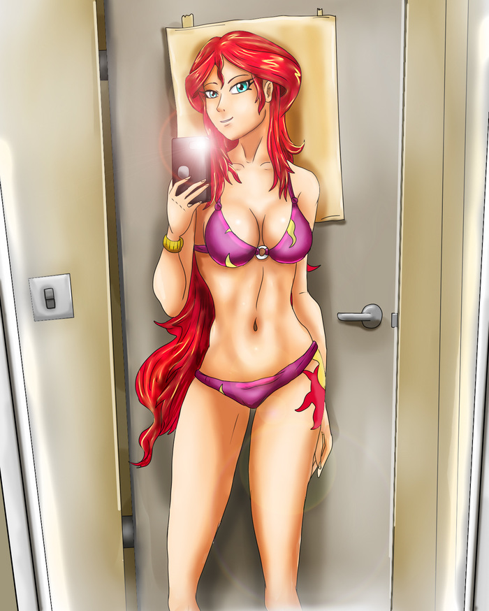 Sunset Shimmer Selfie - NSFW, My, Sunset shimmer, My little pony, Equestria girls, Selfie, Humanization