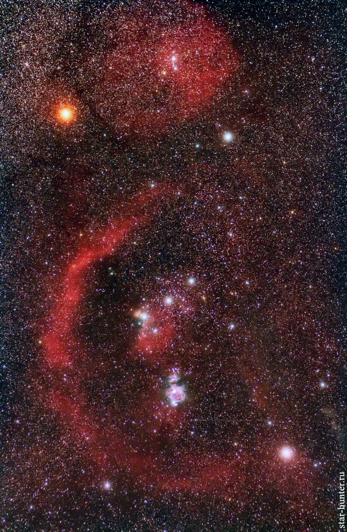 Hydrogen nebula complex in Orion, February 15, 2018. - My, Astronomy, Astrophoto, Space, Orion, Canon, Nebula, Starhunter, Supseh, Longpost