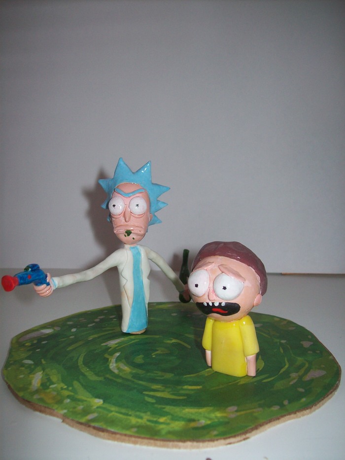 Rick and Morty polymer clay figurine - My, Polymer clay, Figurines, Sculpture, , , Rick and Morty