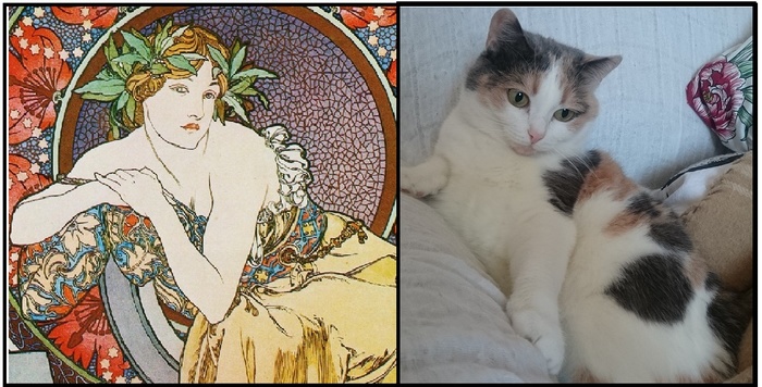 Sonya in the world of beauty - My, cat, Girls, Similarity, Alphonse Mucha, Images, 