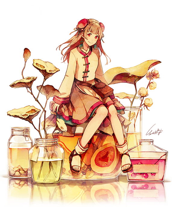 girl and mushrooms - Original, , Anime