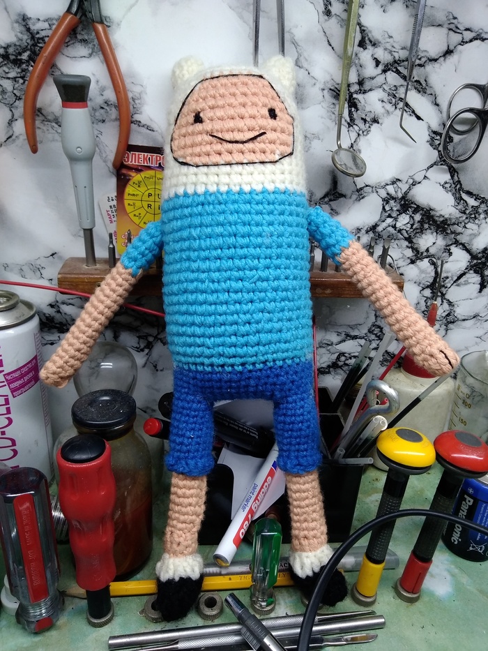 adventure time fin - My, Adventure Time, Toys, Knitting, With your own hands, Needlework with process, Crochet, Longpost