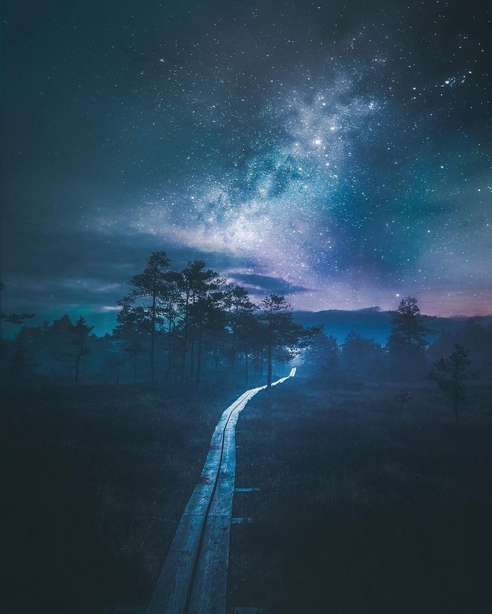 Road to the stars - Stars, Road, Space, The science, beauty, Universe, Starry sky, Sky, Star