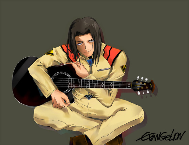 The main guitarist of the Eve universe... - Shigeru Aoba, Evangelion, Anime art, Anime, Images