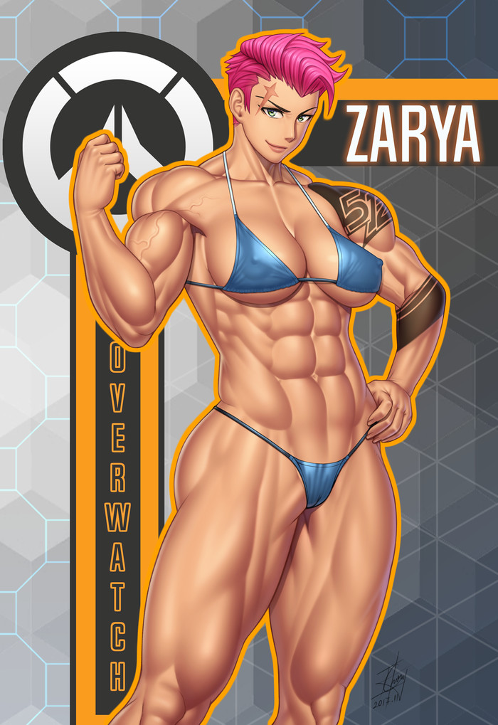 Zarya - Ero-Chong, Арт, Крепкая девушка, Zarya, Overwatch, Аниме, Anime Art, Спортивные девушки