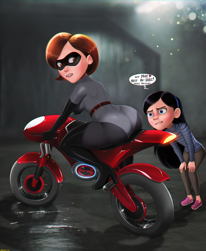 Great bike, mom! - Art, Cartoons, NSFW, Shadman, Shadbase, Bike, Helen Parr, Incredibles 2