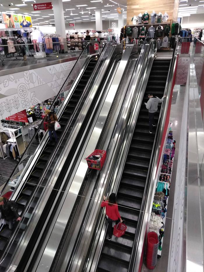 Trolley escalator. - Help, Supermarket, Purchase, Escalator, Cart