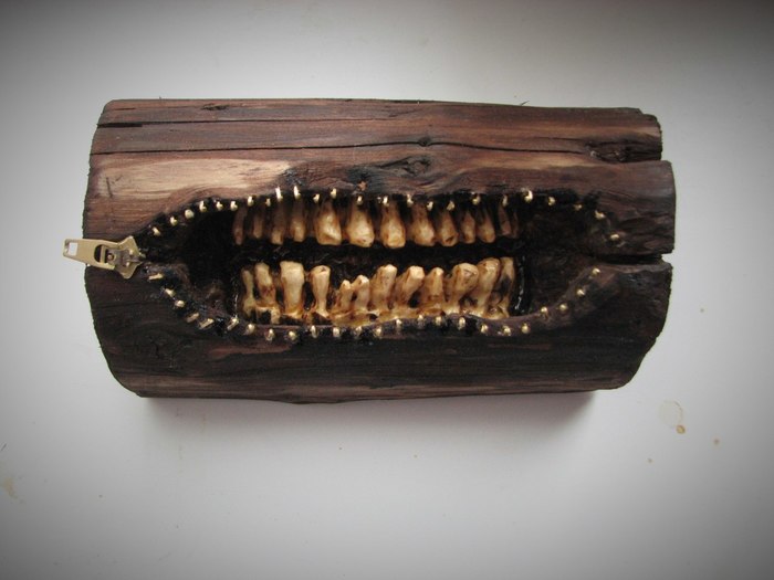 Keep your mouth shut - My, Mouth, Wood carving, Teeth, Lock, Longpost