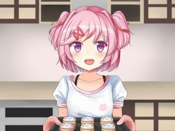 Cupcakes - Anime, Anime art, Natsuki, Doki Doki Literature Club, Not anime, Visual novel