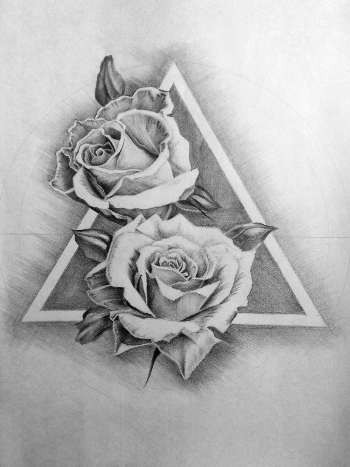 sketch - My, Drawing, Hatch, Sketch, Tattoo sketch, the Rose, Flowers