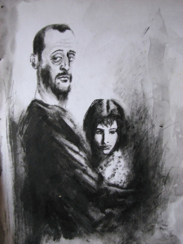 Leon and Matilda - My, Pen drawing, Mascara, , Leon