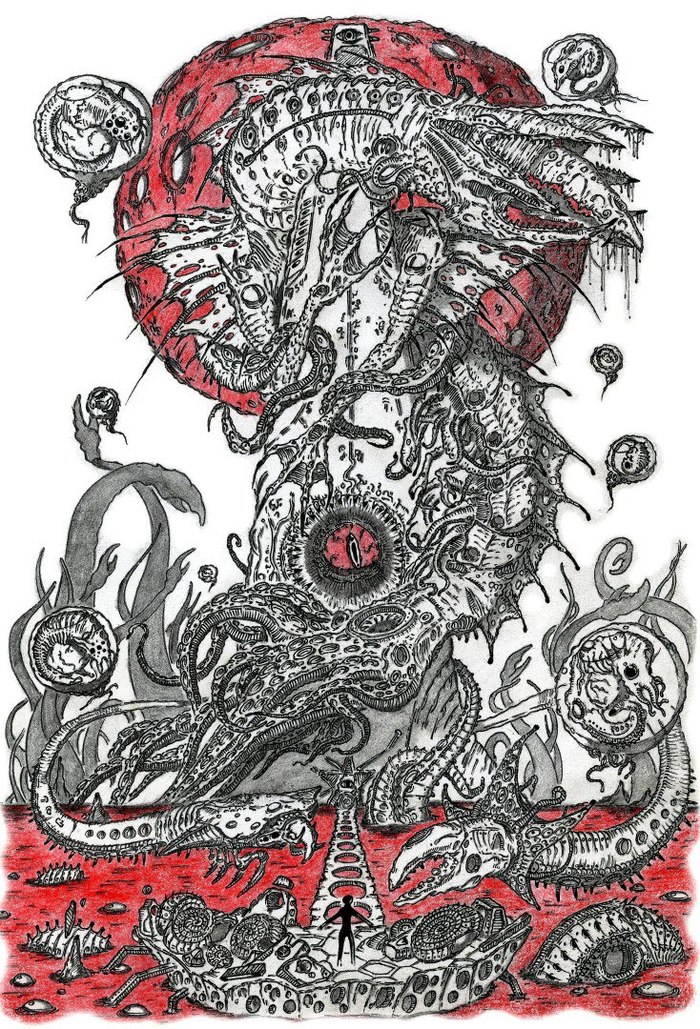 Red spawning Dagon: fan art - Dagon, Howard Phillips Lovecraft, fishmen, Fan art, Myths of Cthulhu