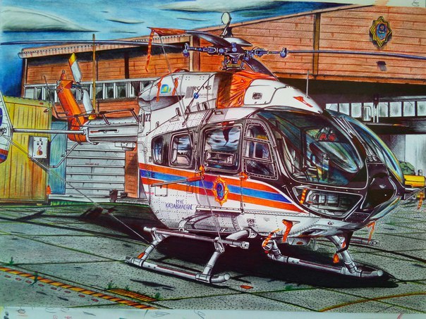 My latest best drawings in color. - My, Pencil drawing, Drawing, Art, Tanks, Auto, Helicopter, , Longpost