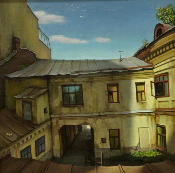 Vladimir Paroshin. Yards of our childhood. - Art, Moscow, Courtyard, Childhood, Oil painting, , Longpost