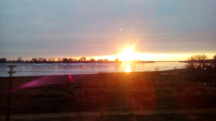 Sunset from the train window - Sunset, My, A train