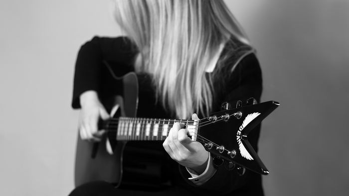 Lady with a guitar - My, Girls, Guitar, The photo, Canon 60d, Helios, Helios44-2, Black and white, Helios44-2