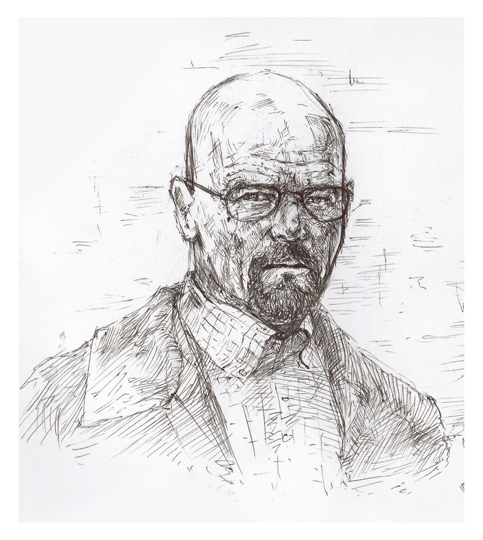 Walter Hartwell White - My, Breaking Bad, Walter White, Chemistry, Serials, Drawing, Portrait, Pen drawing