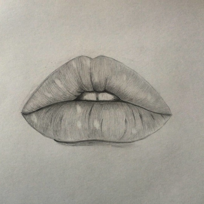 Lips - My, Lips, Pencil drawing, Drawing