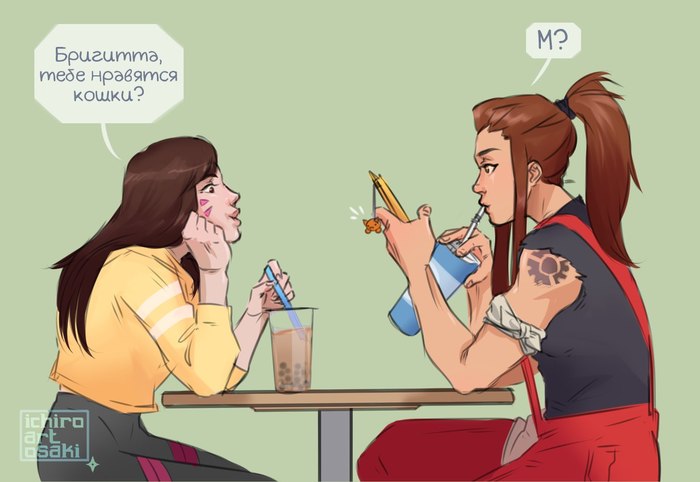 Любительница кошек - Overwatch, Комиксы, Dva, Brigitte, Ichiro-Artosaki, Длиннопост