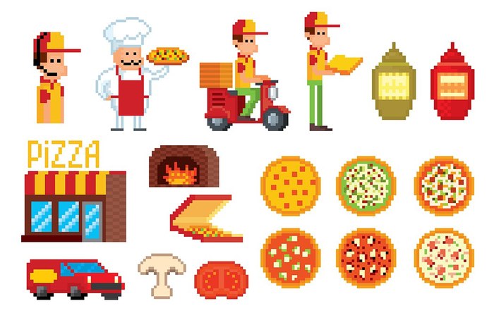 Pixel icons about pizza - Icons, My, Pixel Art