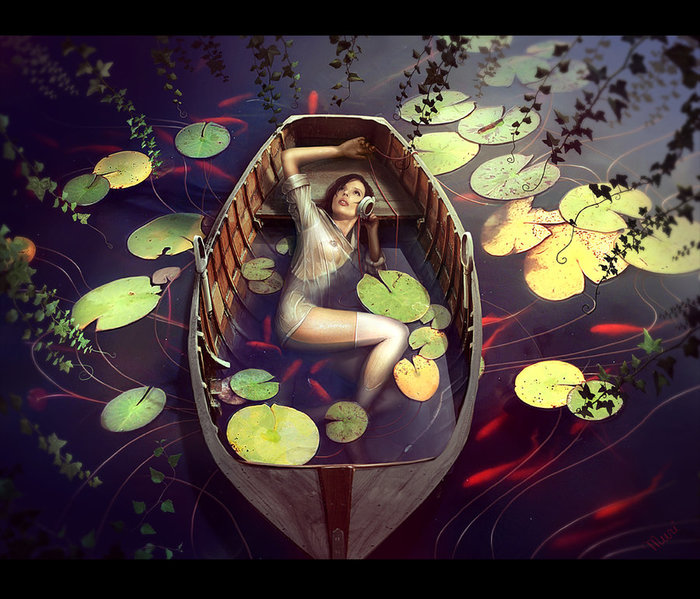 Boat by Katie-Watersell - Арт, Рисунок, Красивая девушка, Художник, Digital