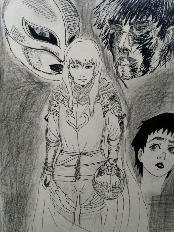 My first pen work - My, Drawing, Art, Anime