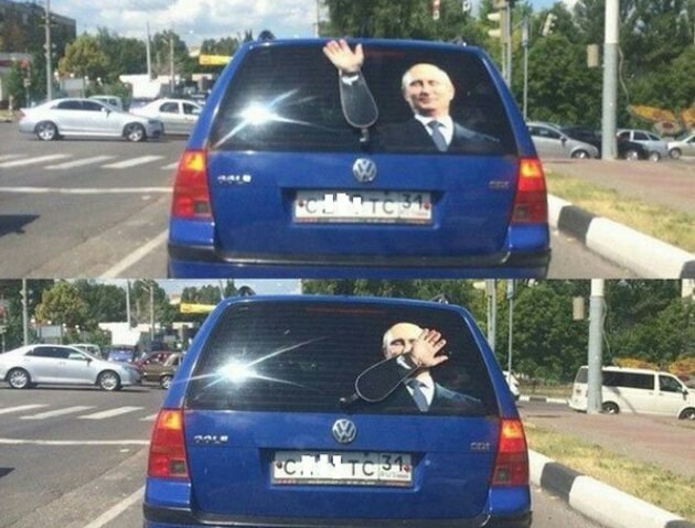 Bon Voyage;) - Vladimir Putin, Car, Car wipers, Humor, The photo