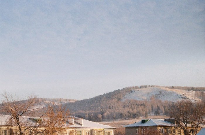 The first shot is a view from the window to the mountain, the second shot is the view from the mountain to the window - My, camera roll, Snow, Spring, The mountains, Village, The photo