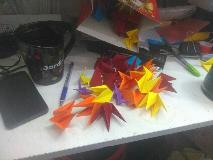 spring creativity - , Paper cranes, Origami, Handmade, Spring, My, Longpost