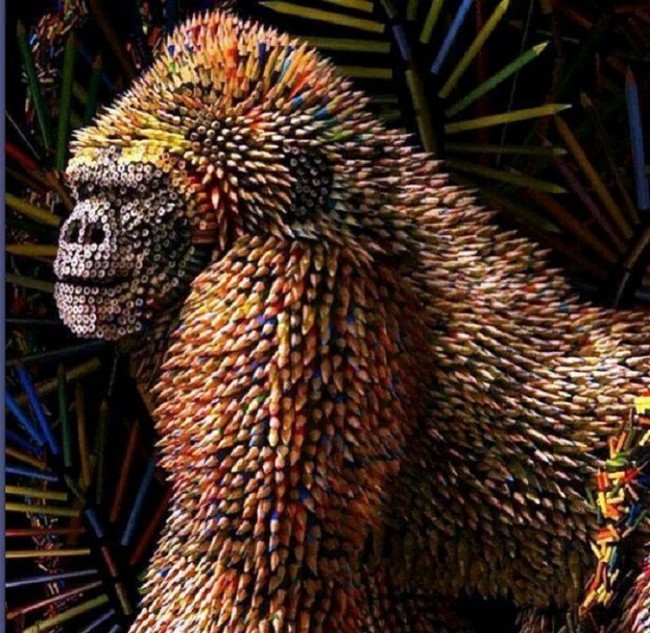 Gorilla in the Jungle - Colour pencils, Sculpture, Gorilla, The photo, Creative