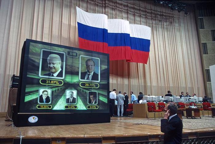 On the move ..... ((Observation of the vote count following the results of the first round of the presidential elections in Russia, June 16, 1996, Moscow - Politics, The photo, Story