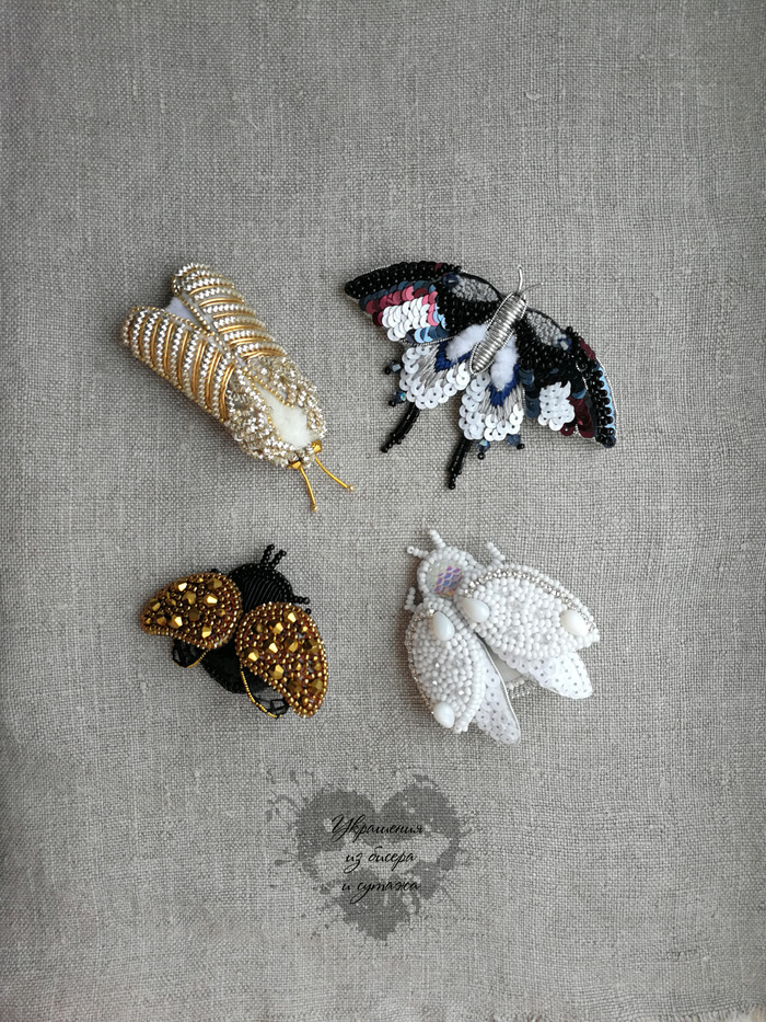 Spring post :) - My, Longpost, Beads, Handmade, Жуки, Butterfly, ladybug, Bumblebee