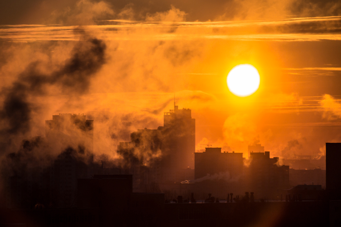 Frosty morning - My, Minsk, dawn, Winter, freezing, The sun, Smoke