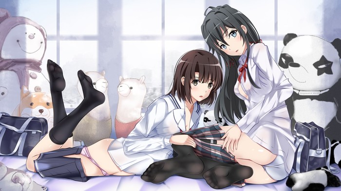 Katou Megumi and Yukinoshita Yukino art - Megumi Katou, Anime art, Saekano, Anime, Oregairu, Yukino Yukinoshita, Crossover, Pantsu