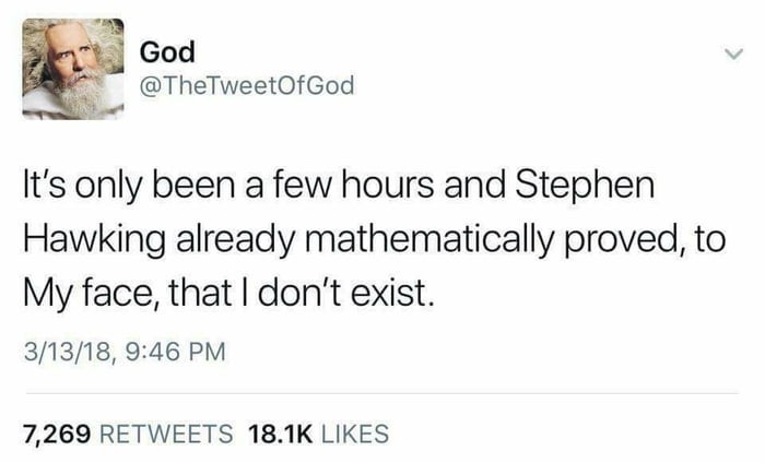 Stephen Hawking is Stephen Hawking... - 9GAG, Stephen Hawking, Twitter, Screenshot, Translation