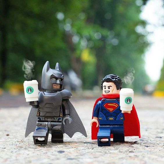 Oh yes, it's about time! - DC, Comics, The photo, Macro, Lego, Batman, Superman, Coffee, Dc comics, Macro photography