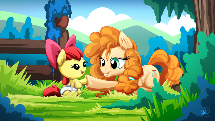 High five! - My little pony, Applebloom, Pear butter, Mysticalpha