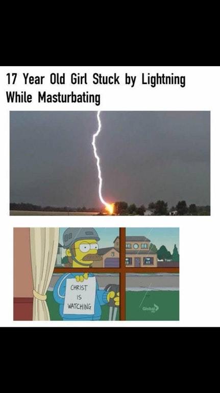 Heavenly Kara! - Lightning, The Simpsons, Kara, God, Masturbation, Girl, Picture with text, Punishment