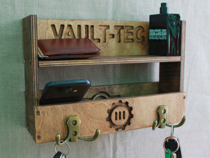 Vault 111 Key Holder - My, Fallout, My, Longpost, With your own hands, Needlework with process, Rukozhop, Tree, Do it yourself