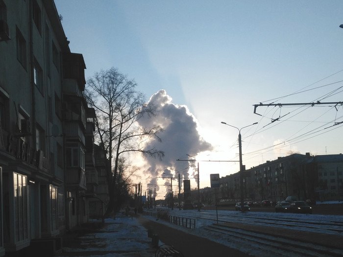 The smoke elephant is approaching the morning city - My, Striders, Chelyabinsk, Exhaust, Factory