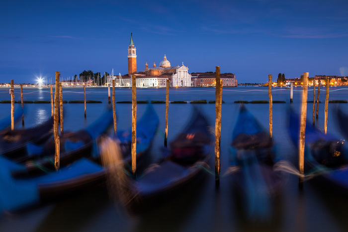 Gondolas on the San Marco waterfront in Venice - Venice, San Marco, Evening, Travels, The photo