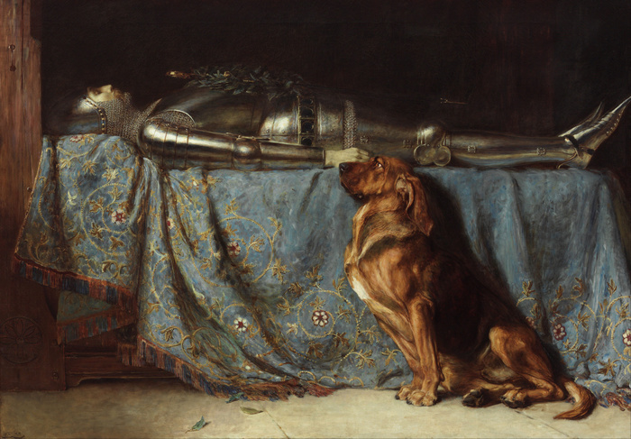just a picture - Painting, Dog, Interesting, Knight, Devotion, , Death, Painting