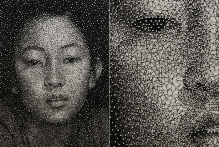 Невероятные string art портреты от Kumi Yamashita - String Art, Портрет, Художник, Талант, Арт, Искусство, Современное искусство, Картина, Длиннопост