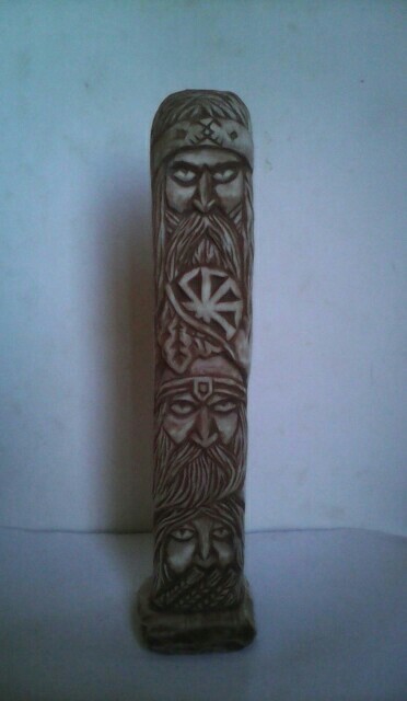 Slavic amulet Strength of Russia, Triglav Veles Perun and fret, made of wood (aspen) 16cm - My, Slavic mythology, Wood carving, Slavic gods, Thread, Veles, Perun, Lada