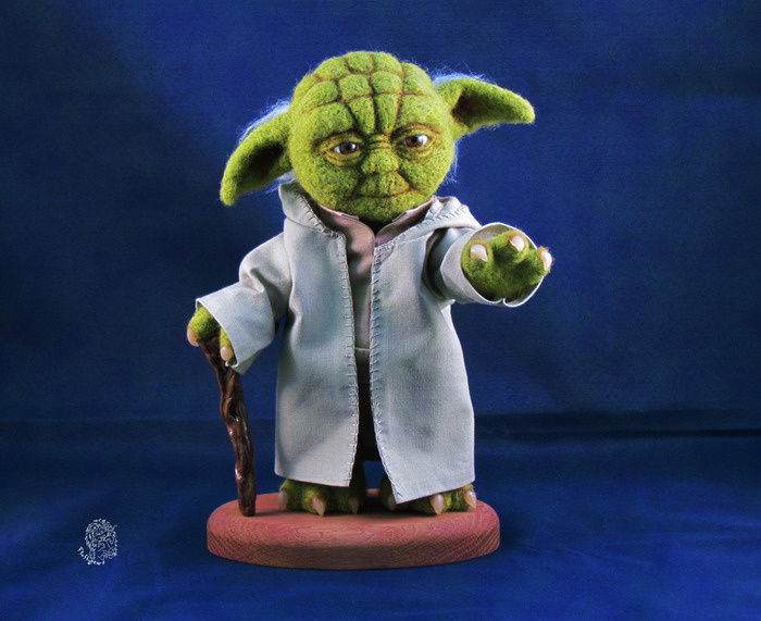 Don't forget to stock up on patience, succumbing to the power of needlework... - My, Yoda, Star Wars, , Longpost, Needlework without process, Interior toy, Wallow