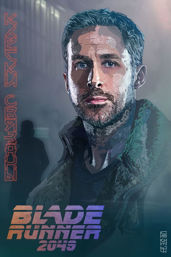 Officer K - My, Blade Runner 2049, Ryan Gosling, , Art, Vector graphics, Replicants