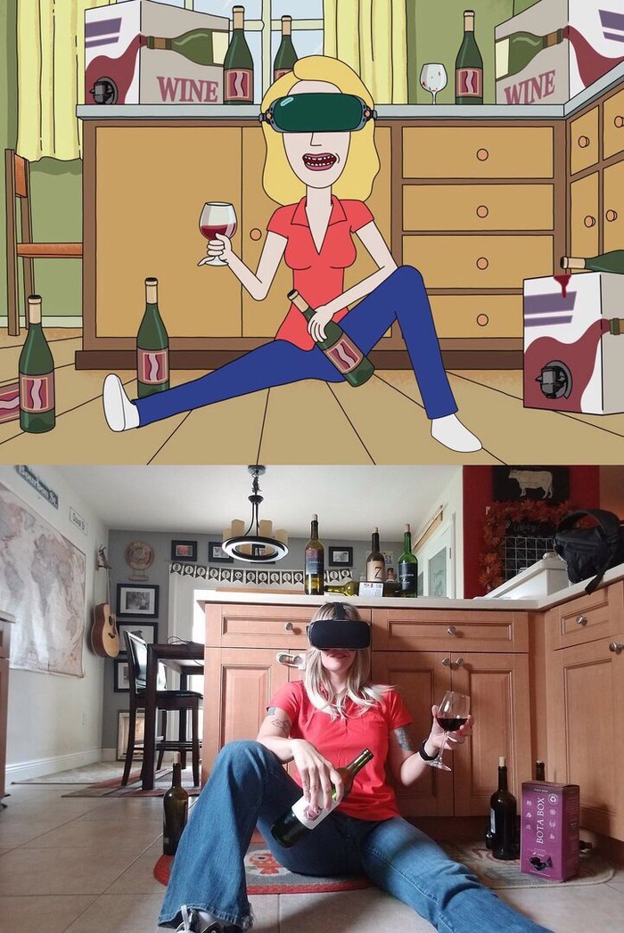 Probably not Rick and Morty cosplay at all - Humor, Rick and Morty, Cartoons, Cosplay, Wine, The photo