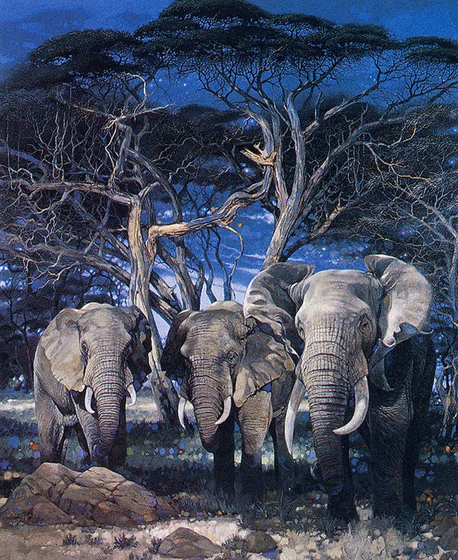 Nature art - Art, Nature, Painting, Elephants, Nature product