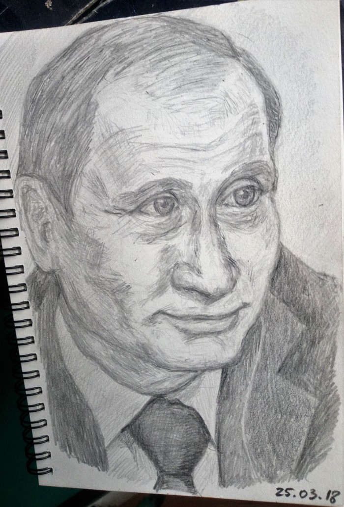 Portrait - My, Vladimir Putin, Portrait, Pencil drawing