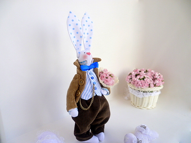 Rabbit tilde 30cm. - My, Rabbit, Hare, Tilda hare, Easter Bunny, Needlework without process, Interior toy